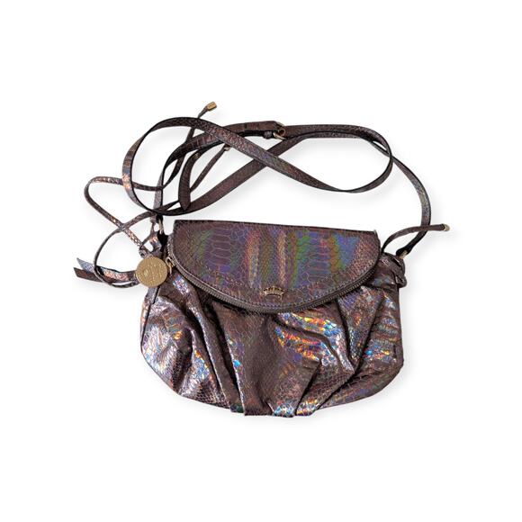 Juicy Couture Vintage Mini Traveler Iridescent Snake Silver Crossbody Bag - Picture 1 of 6